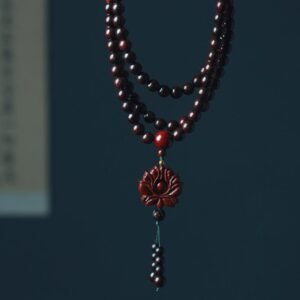 Tibetan Small Leaf Red Sandalwood Lotus Mala Balance Bracelet